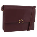 CARTIER Must Line Shoulder Bag Leather Bordeaux Gold Auth ka5688-1