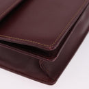 CARTIER Must Line Shoulder Bag Leather Bordeaux Gold Auth ka5688-9