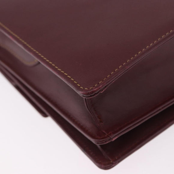 CARTIER Must Line Shoulder Bag Leather Bordeaux Gold Auth ka5688