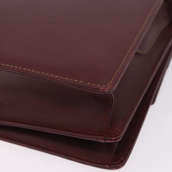 CARTIER Must Line Shoulder Bag Leather Bordeaux Gold Auth ka5688