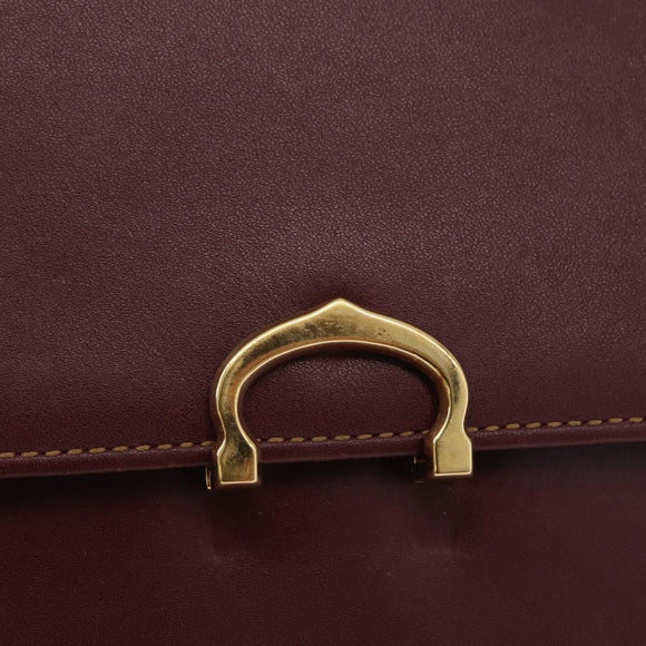 CARTIER Must Line Shoulder Bag Leather Bordeaux Gold Auth ka5688