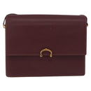 CARTIER Must Line Shoulder Bag Leather Bordeaux Gold Auth ka5688-13