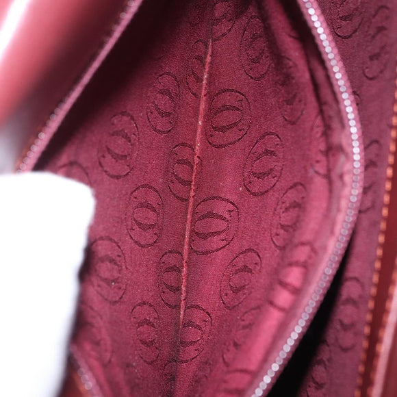 CARTIER Must Line Shoulder Bag Leather Bordeaux Gold Auth ka5688