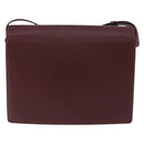 CARTIER Must Line Shoulder Bag Leather Bordeaux Gold Auth ka5688-3