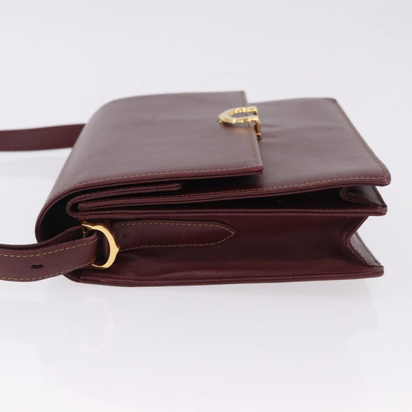 CARTIER Must Line Shoulder Bag Leather Bordeaux Gold Auth ka5688