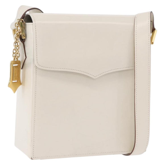 SAINT LAURENT Shoulder Bag Leather Ivory Gold Auth ka5691A