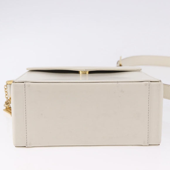 SAINT LAURENT Shoulder Bag Leather Ivory Gold Auth ka5691A