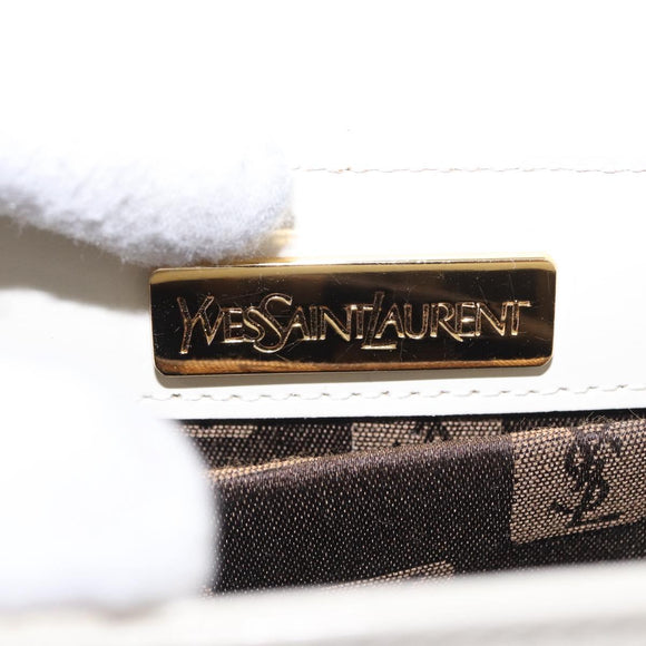 SAINT LAURENT Shoulder Bag Leather Ivory Gold Auth ka5691A