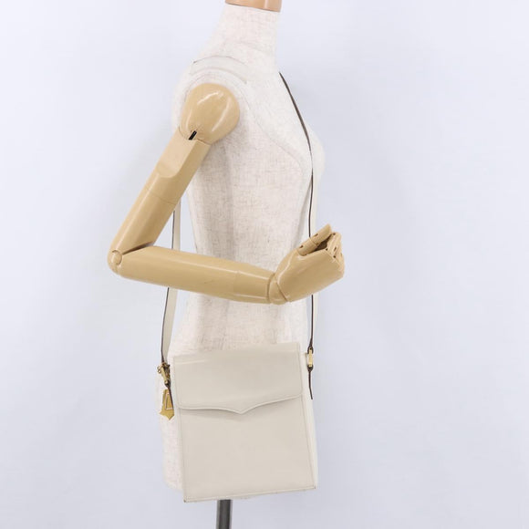SAINT LAURENT Shoulder Bag Leather Ivory Gold Auth ka5691A