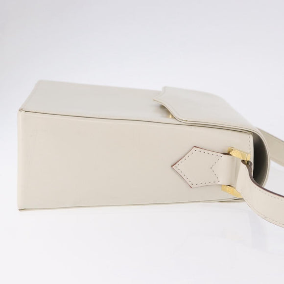 SAINT LAURENT Shoulder Bag Leather Ivory Gold Auth ka5691A