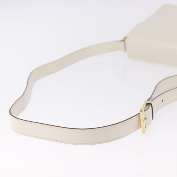 SAINT LAURENT Shoulder Bag Leather Ivory Gold Auth ka5691A