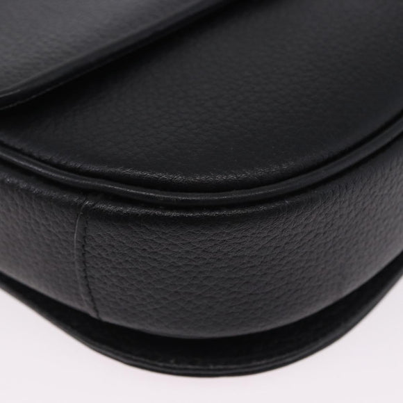 Burberrys Shoulder Bag Leather Black Gold Auth ka5693