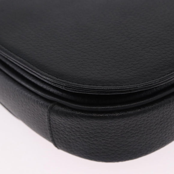 Burberrys Shoulder Bag Leather Black Gold Auth ka5693