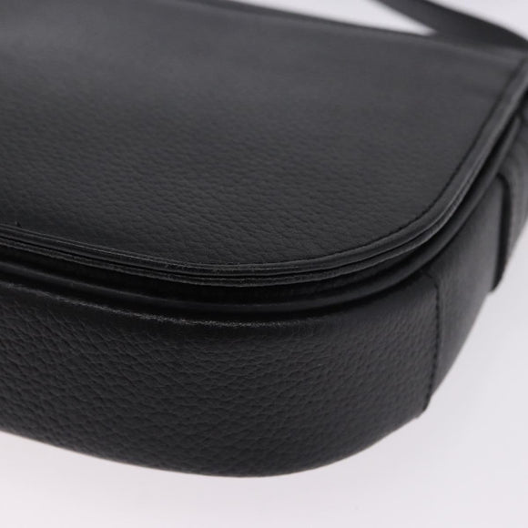 Burberrys Shoulder Bag Leather Black Gold Auth ka5693
