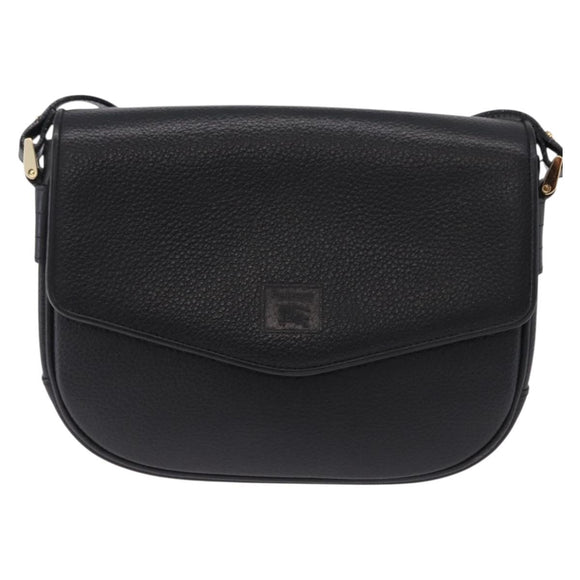 Burberrys Shoulder Bag Leather Black Gold Auth ka5693