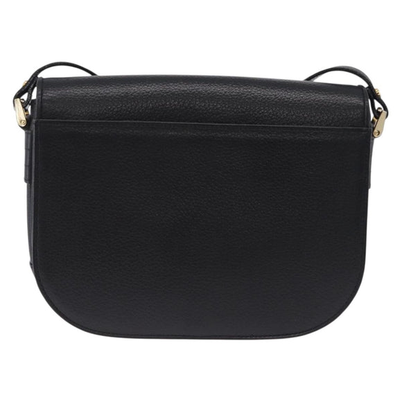 Burberrys Shoulder Bag Leather Black Gold Auth ka5693
