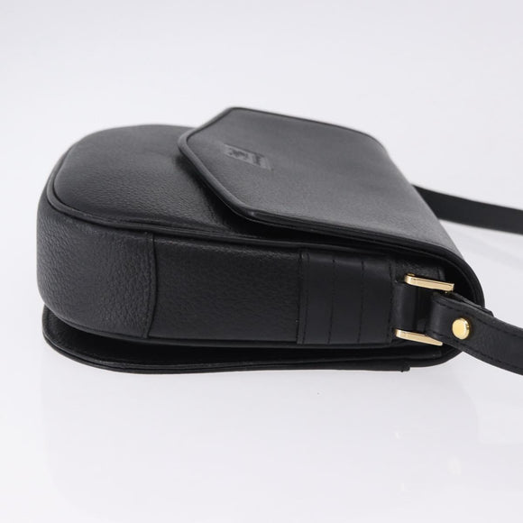 Burberrys Shoulder Bag Leather Black Gold Auth ka5693