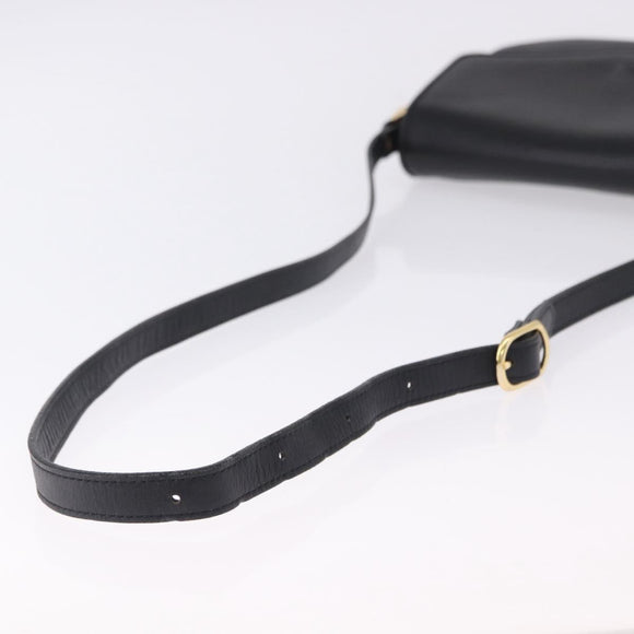 Burberrys Shoulder Bag Leather Black Gold Auth ka5693
