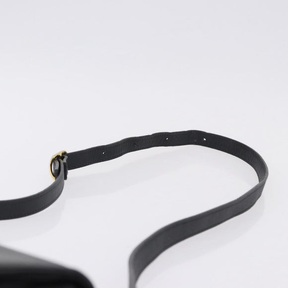 Burberrys Shoulder Bag Leather Black Gold Auth ka5693