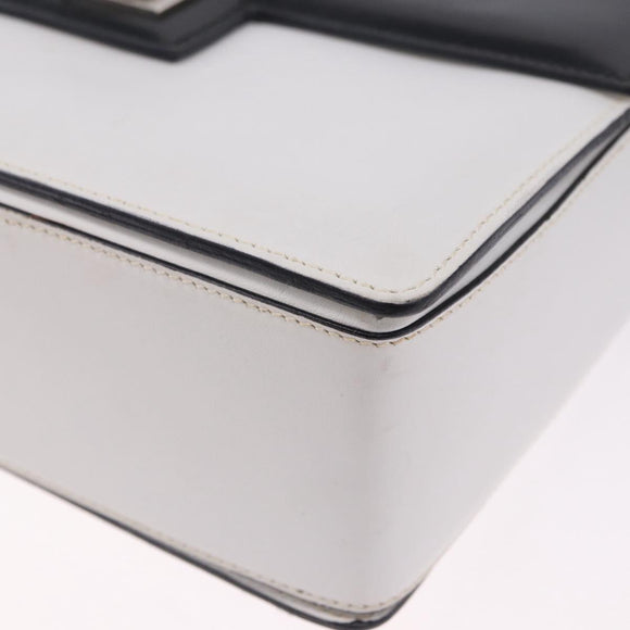 CELINE Shoulder Bag Leather Black White Auth ka5694A
