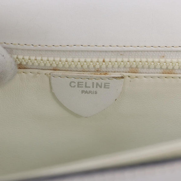 CELINE Shoulder Bag Leather Black White Auth ka5694A