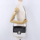 CELINE Shoulder Bag Leather Black White Auth ka5694A-24