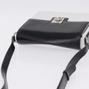 CELINE Shoulder Bag Leather Black White Auth ka5694A-6