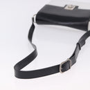 CELINE Shoulder Bag Leather Black White Auth ka5694A-7