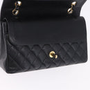 CHANEL Chain Matelasse Shoulder Bag Caviar Skin Black Gold CC Auth ka5697SAM-17