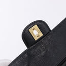CHANEL Chain Matelasse Shoulder Bag Caviar Skin Black Gold CC Auth ka5697SAM-18