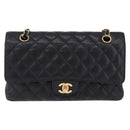 CHANEL Chain Matelasse Shoulder Bag Caviar Skin Black Gold CC Auth ka5697SAM-2