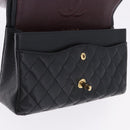 CHANEL Chain Matelasse Shoulder Bag Caviar Skin Black Gold CC Auth ka5697SAM-21