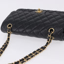 CHANEL Chain Matelasse Shoulder Bag Caviar Skin Black Gold CC Auth ka5697SAM-6