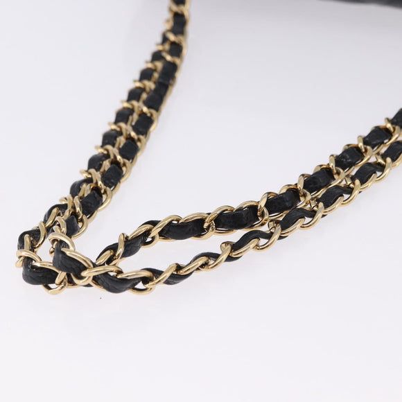 CHANEL Chain Matelasse Shoulder Bag Caviar Skin Black Gold CC Auth ka5697SAM