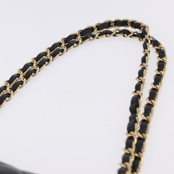 CHANEL Chain Matelasse Shoulder Bag Caviar Skin Black Gold CC Auth ka5697SAM