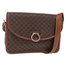 CELINE Macadam Canvas Shoulder Bag PVC Leather Brown Gold Auth ka570-1