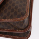 CELINE Macadam Canvas Shoulder Bag PVC Leather Brown Gold Auth ka570-10