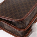 CELINE Macadam Canvas Shoulder Bag PVC Leather Brown Gold Auth ka570-12