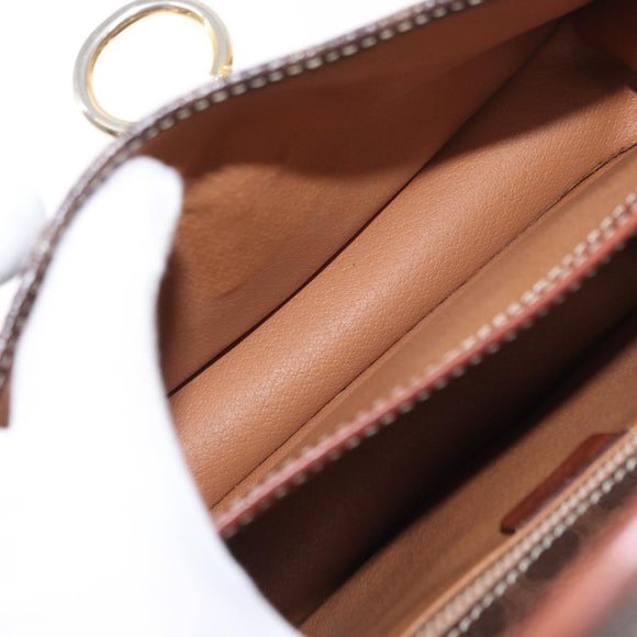 CELINE Macadam Canvas Shoulder Bag PVC Leather Brown Gold Auth ka570