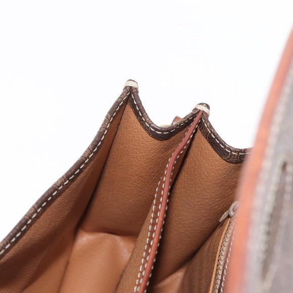 CELINE Macadam Canvas Shoulder Bag PVC Leather Brown Gold Auth ka570