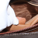 CELINE Macadam Canvas Shoulder Bag PVC Leather Brown Gold Auth ka570-25