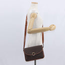 CELINE Macadam Canvas Shoulder Bag PVC Leather Brown Gold Auth ka570-26