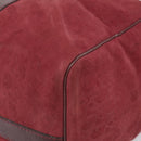 Christian Dior Trotter Canvas Boston Bag Suede Red Gold Auth ka5703-15