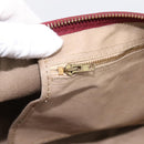 Christian Dior Trotter Canvas Boston Bag Suede Red Gold Auth ka5703-18