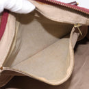 Christian Dior Trotter Canvas Boston Bag Suede Red Gold Auth ka5703-19