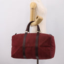 Christian Dior Trotter Canvas Boston Bag Suede Red Gold Auth ka5703-20