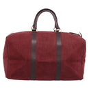 Christian Dior Trotter Canvas Boston Bag Suede Red Gold Auth ka5703-2