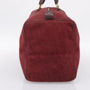 Christian Dior Trotter Canvas Boston Bag Suede Red Gold Auth ka5703-3