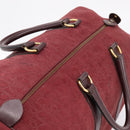 Christian Dior Trotter Canvas Boston Bag Suede Red Gold Auth ka5703-6