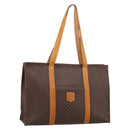 CELINE Macadam Canvas Tote Bag PVC Leather Brown Gold Auth ka5704-1